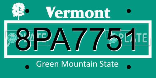 8PA7751 Vermont License Plate