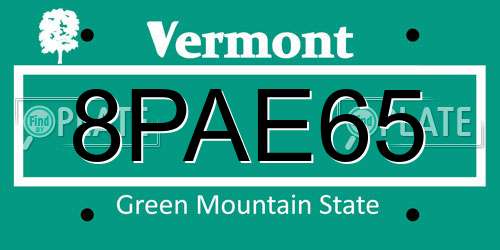 8PAE65 Vermont License Plate