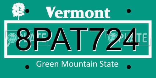 8PAT724 Vermont License Plate