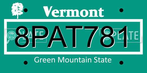 8PAT781 Vermont License Plate