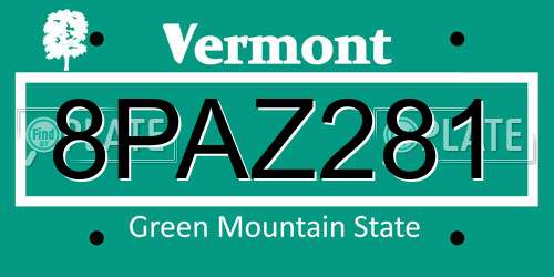 8PAZ281 Vermont License Plate