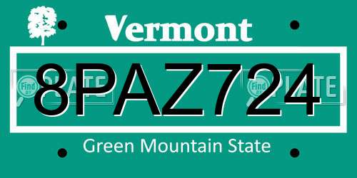 8PAZ724 Vermont License Plate