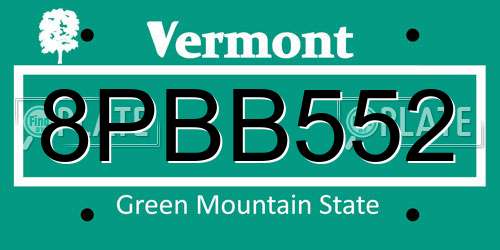 8PBB552 Vermont License Plate