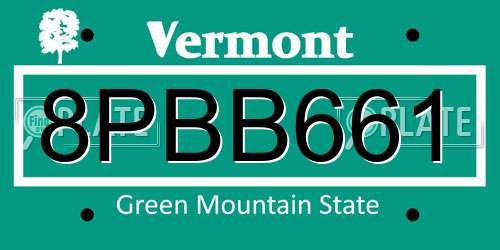8PBB661 Vermont License Plate