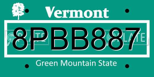 8PBB887 Vermont License Plate