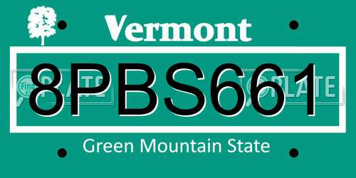 8PBS661 Vermont License Plate