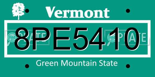 8PE5410 Vermont License Plate