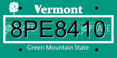 8PE8410 Vermont License Plate