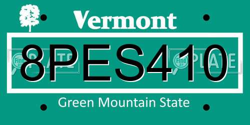 8PES410 Vermont License Plate