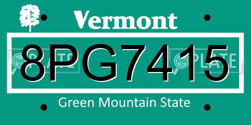 8PG7415 Vermont License Plate