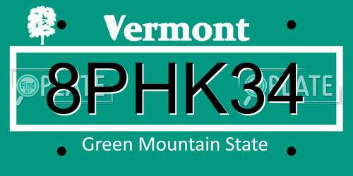 8PHK34 Vermont License Plate