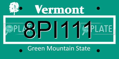 8PI111 Vermont License Plate