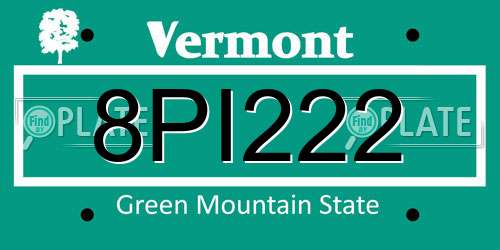 8PI222 Vermont License Plate