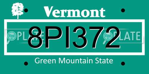 8PI372 Vermont License Plate