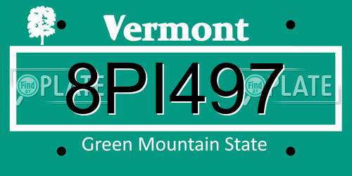 8PI497 Vermont License Plate