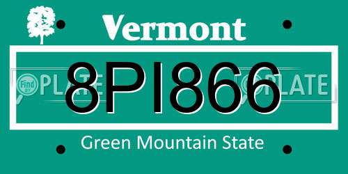 8PI866 Vermont License Plate