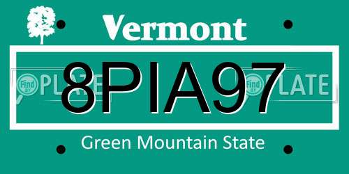 8PIA97 Vermont License Plate