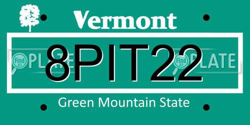 8PIT22 Vermont License Plate