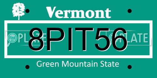8PIT56 Vermont License Plate