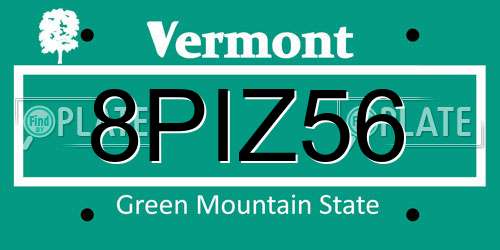 8PIZ56 Vermont License Plate