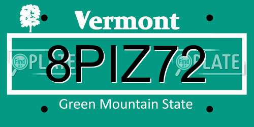 8PIZ72 Vermont License Plate