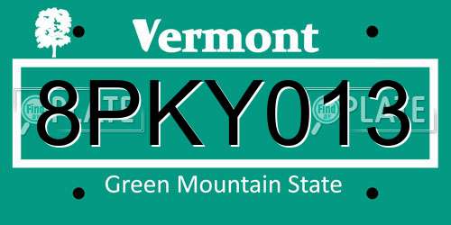 8PKY013 Vermont License Plate
