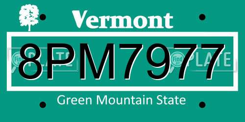 8PM7977 Vermont License Plate