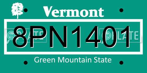 8PN1401 Vermont License Plate