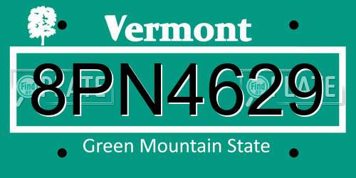 8PN4629 Vermont License Plate