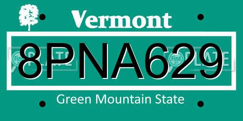 8PNA629 Vermont License Plate