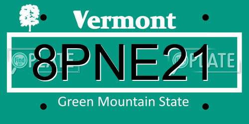 8PNE21 Vermont License Plate