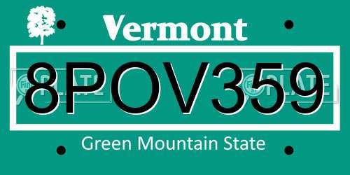 8POV359 Vermont License Plate