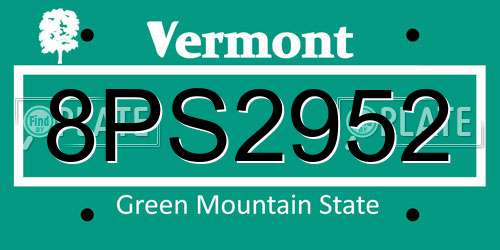 8PS2952 Vermont License Plate