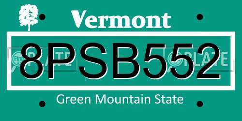 8PSB552 Vermont License Plate