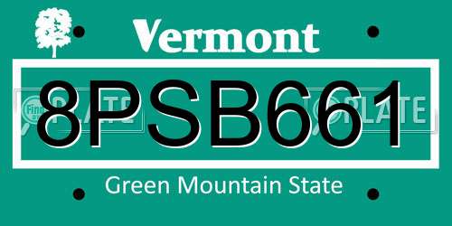8PSB661 Vermont License Plate