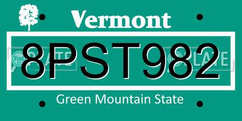 8PST982 Vermont License Plate
