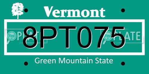 8PT075 Vermont License Plate