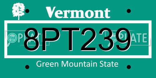 8PT239 Vermont License Plate