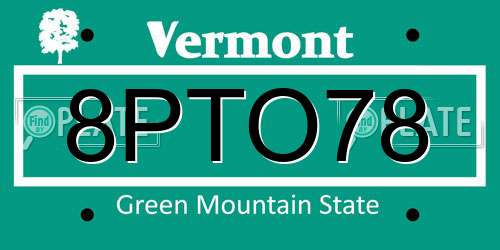 8PTO78 Vermont License Plate