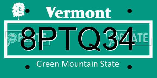 8PTQ34 Vermont License Plate