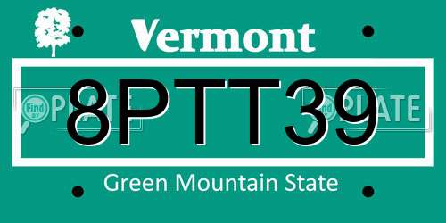 8PTT39 Vermont License Plate