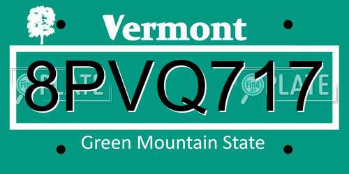 8PVQ717 Vermont License Plate