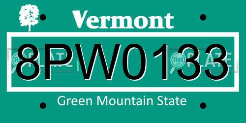 8PW0133 Vermont License Plate