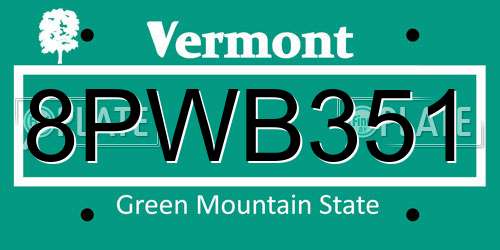 8PWB351 Vermont License Plate