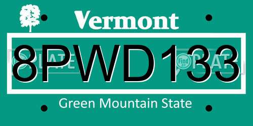8PWD133 Vermont License Plate
