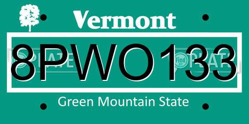 8PWO133 Vermont License Plate