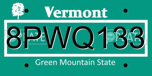 8PWQ133 Vermont License Plate