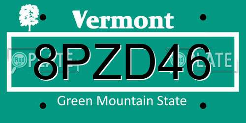8PZD46 Vermont License Plate