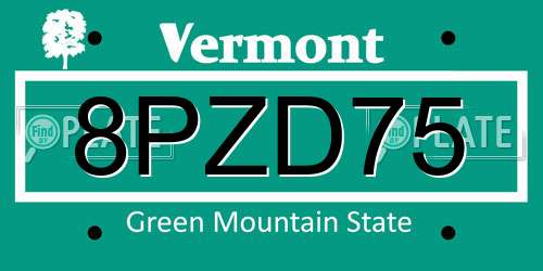 8PZD75 Vermont License Plate