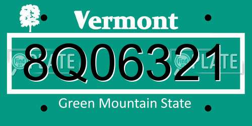 8Q06321 Vermont License Plate